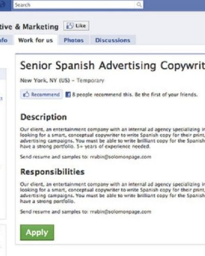 Facebook’a İş İlanı Yayınlama Özelliği Geliyor