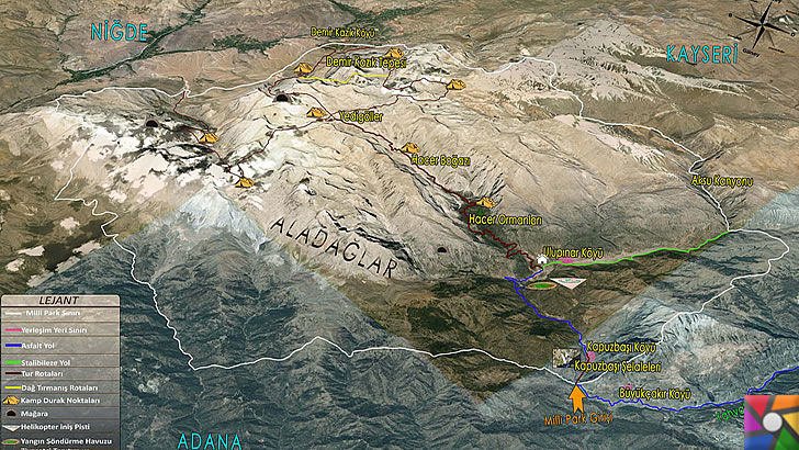Adana'da gezilecek Milli Parklar ve Tabiat Parkları nelerdir? | Aladağlar Milli Park Bölgesi Haritası